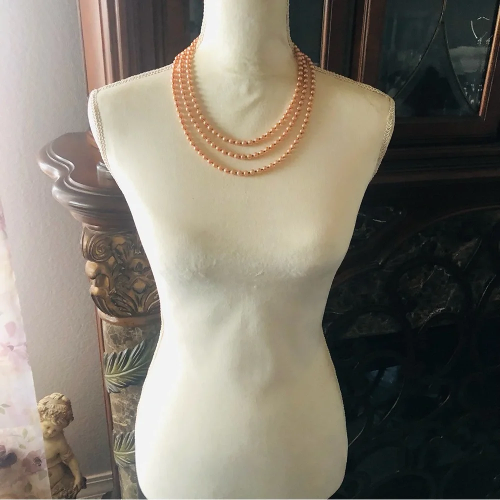 Handcrafted triple strand Czech glass Pearl paisley filigree clasp necklace